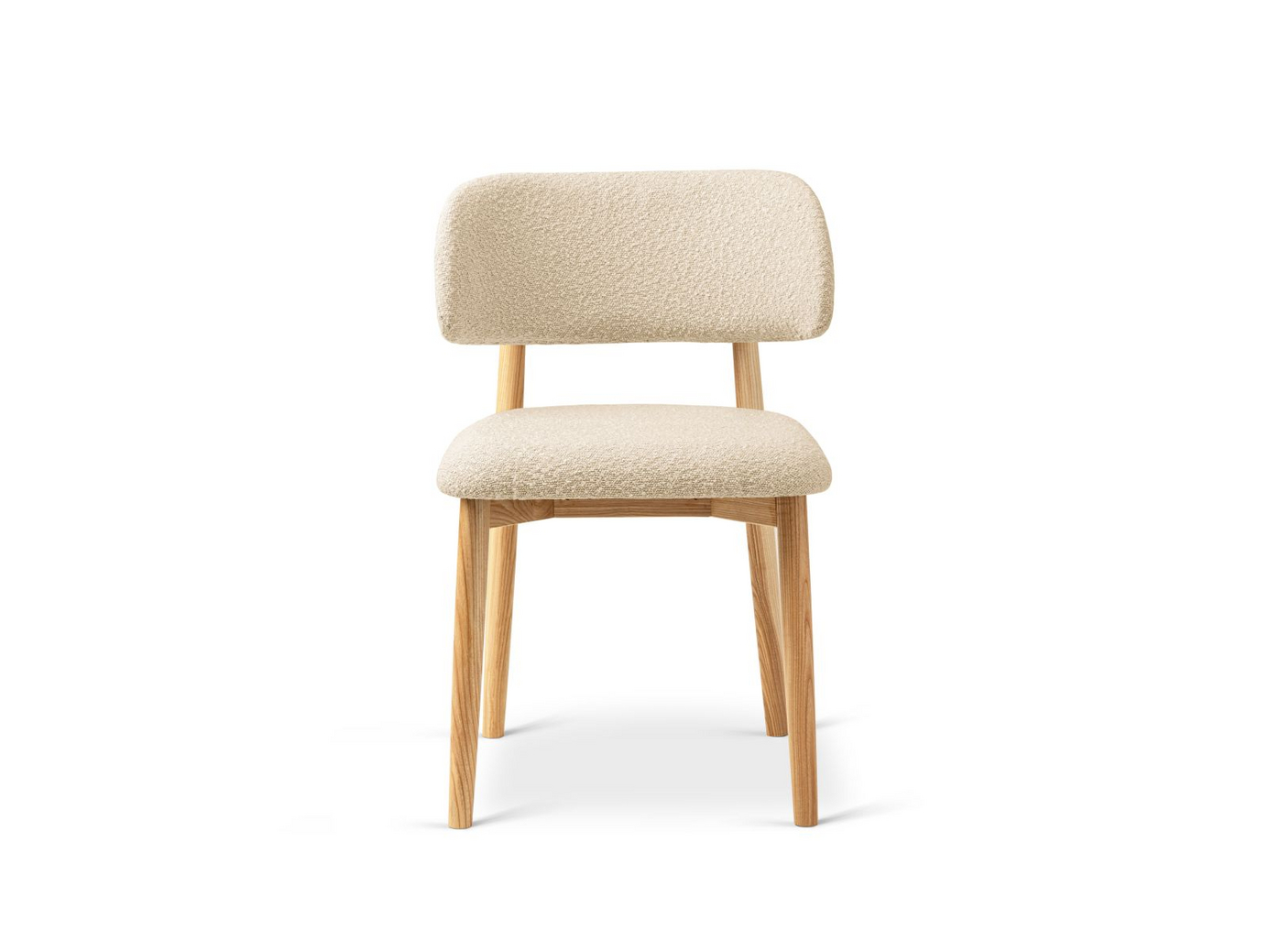 Cosmopolitan Design bouclé-stoler, 2 stk., "Evan", 1-seter, 49,5 × 51 × 77 cm, Baloo, ben i naturlig bøk