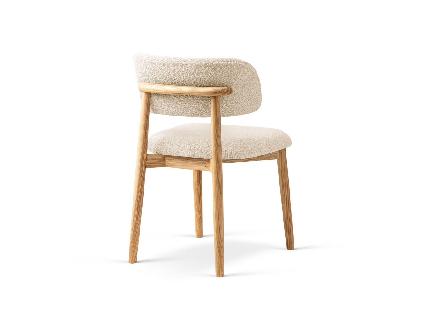 Cosmopolitan Design bouclé-stoler, 2 stk., "Evan", 1-seter, 49,5 × 51 × 77 cm, Baloo, ben i naturlig bøk
