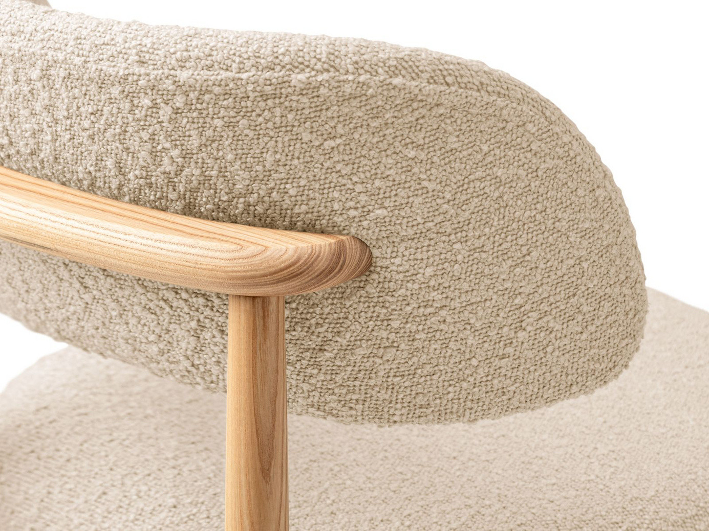 Cosmopolitan Design bouclé-stoler, 2 stk., "Evan", 1-seter, 49,5 × 51 × 77 cm, Baloo, ben i naturlig bøk