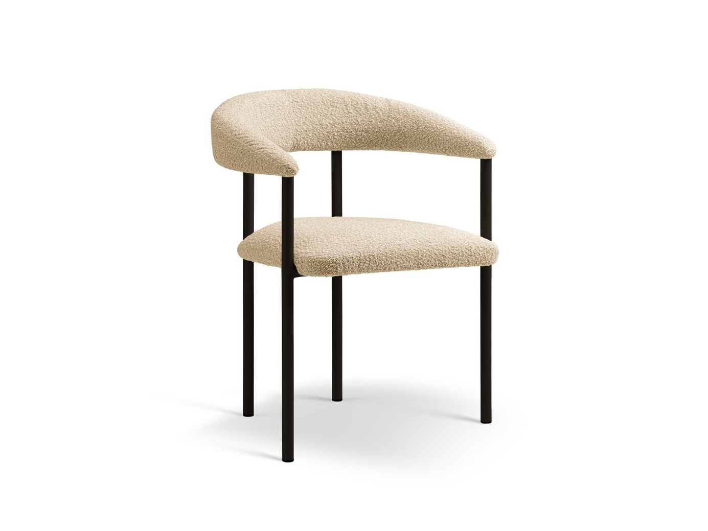 Cosmopolitan Design bouclé-stoler, 2 stk., "Lea", 1-seter, 56,5 × 53,5 × 74 cm, Baloo, svarte ben