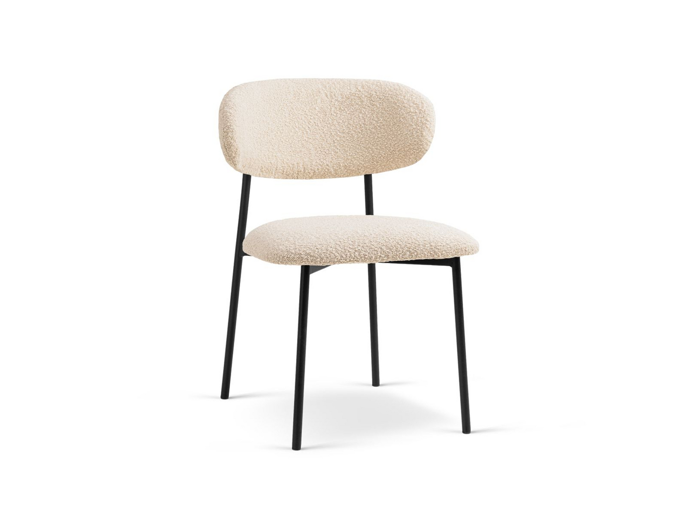 Cosmopolitan Design bouclé-stoler, 2 stk., "Nina", 1-seter, 55 × 52 × 78 cm, Baloo, svarte metallben
