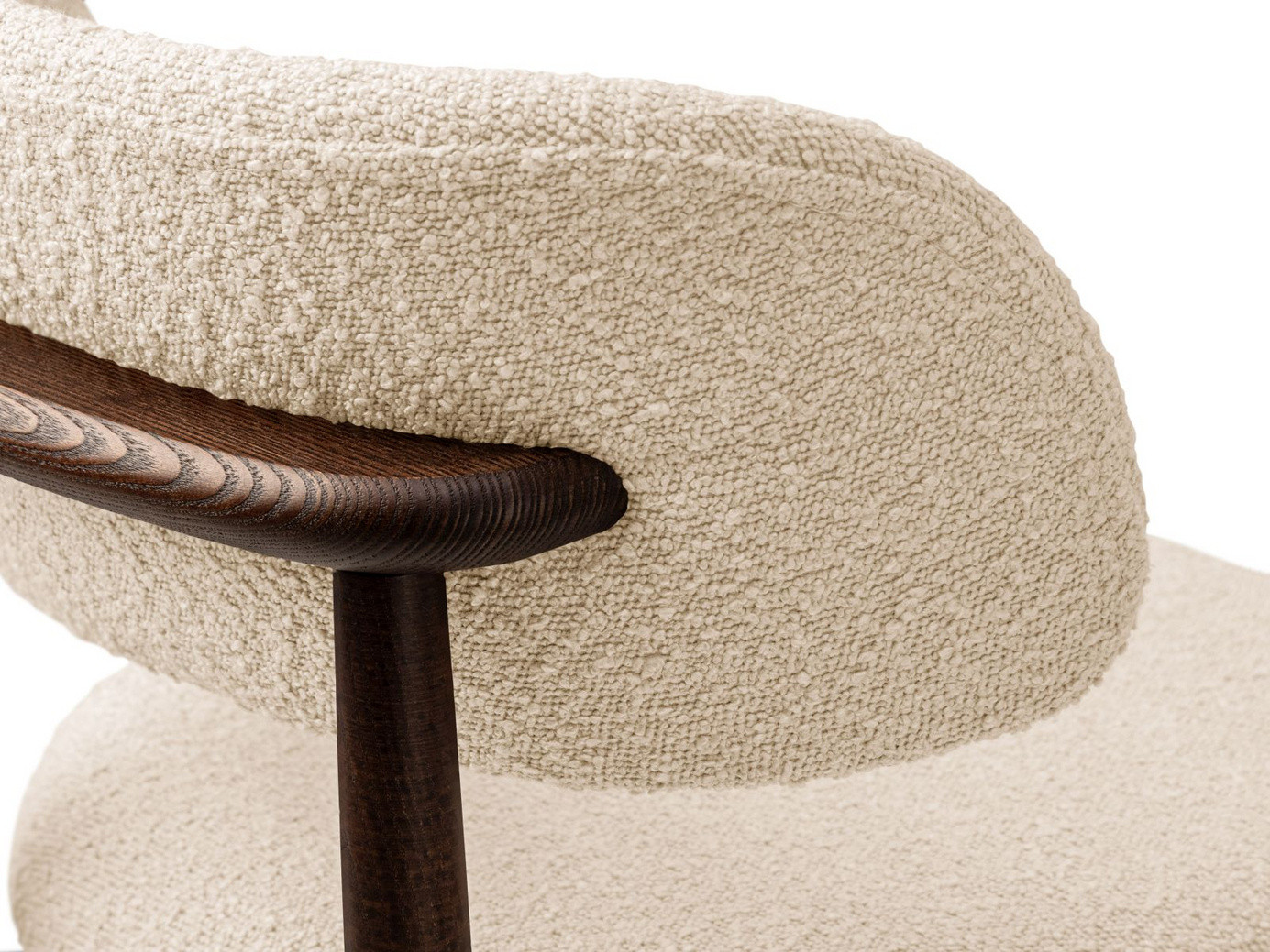 Cosmopolitan Design bouclé-stoler, 2 stk., "Evan", 1-seter, 49,5 × 51 × 77 cm, Baloo, valnøttben