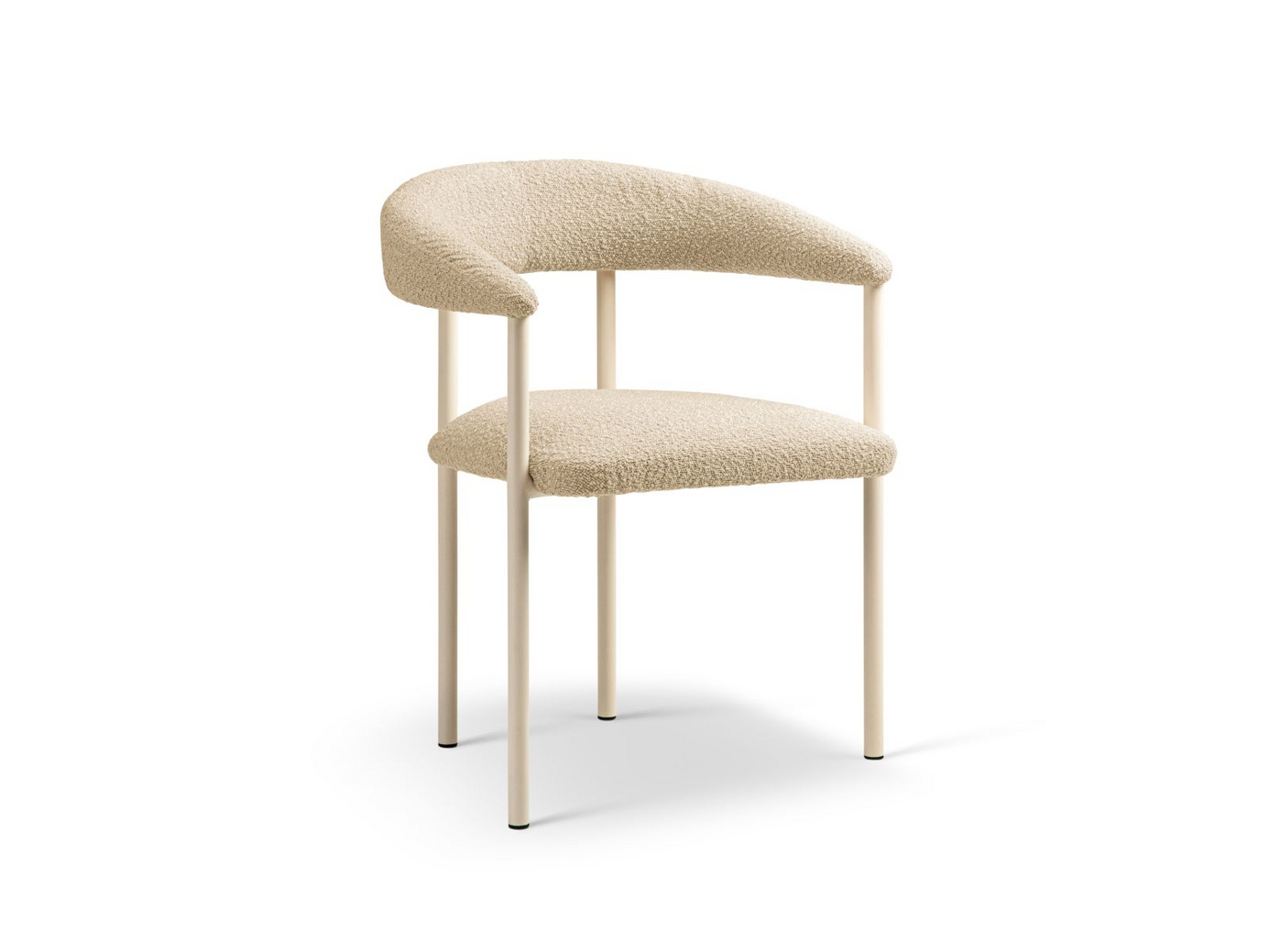 Cosmopolitan Design bouclé-stoler, 2 stk., "Lea", 1-seter, 56,5 × 53,5 × 74 cm, Baloo, kremfargede ben