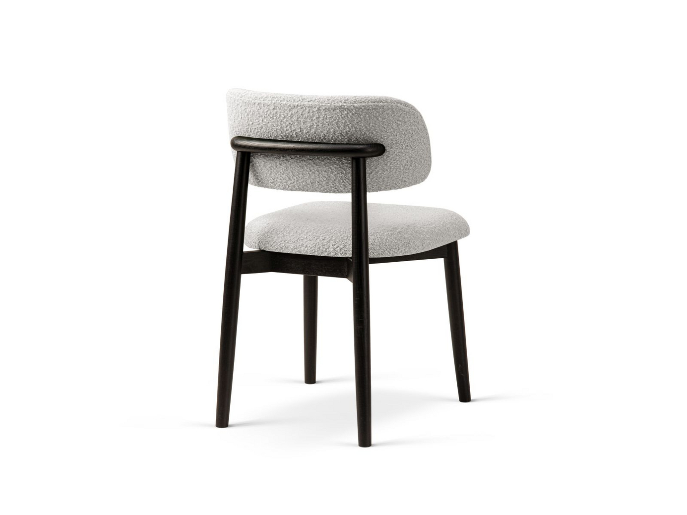 Cosmopolitan Design bouclé-stoler, 2 stk., "Evan", 1-seter, 49,5 × 51 × 77 cm, Baloo, ben i svart bøk