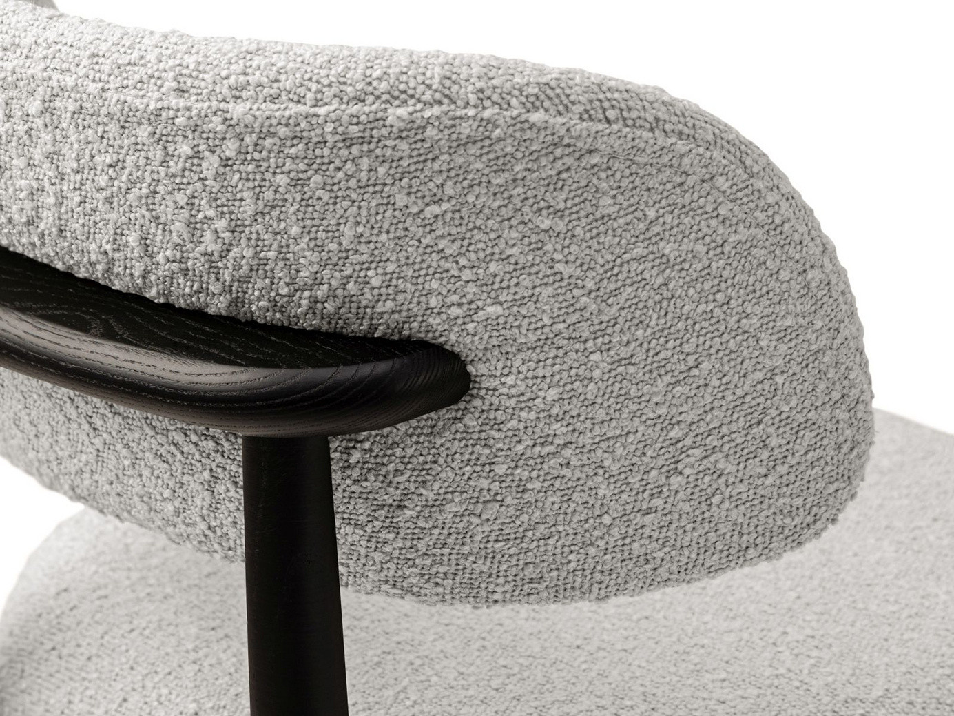 Cosmopolitan Design bouclé-stoler, 2 stk., "Evan", 1-seter, 49,5 × 51 × 77 cm, Baloo, ben i svart bøk