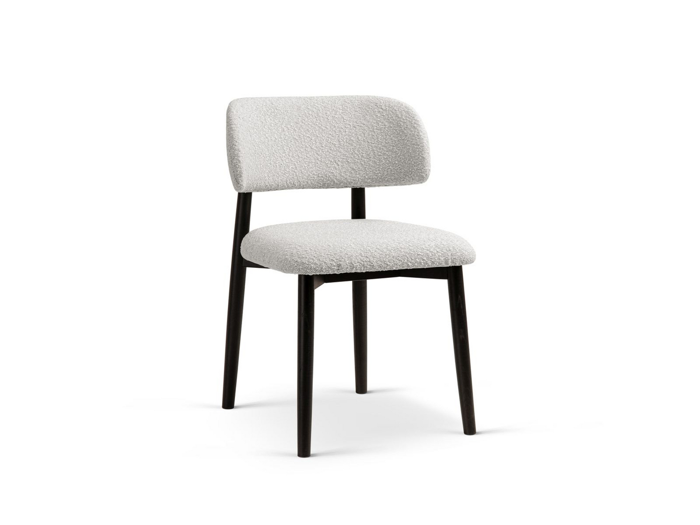 Cosmopolitan Design bouclé-stoler, 2 stk., "Evan", 1-seter, 49,5 × 51 × 77 cm, Baloo, ben i svart bøk