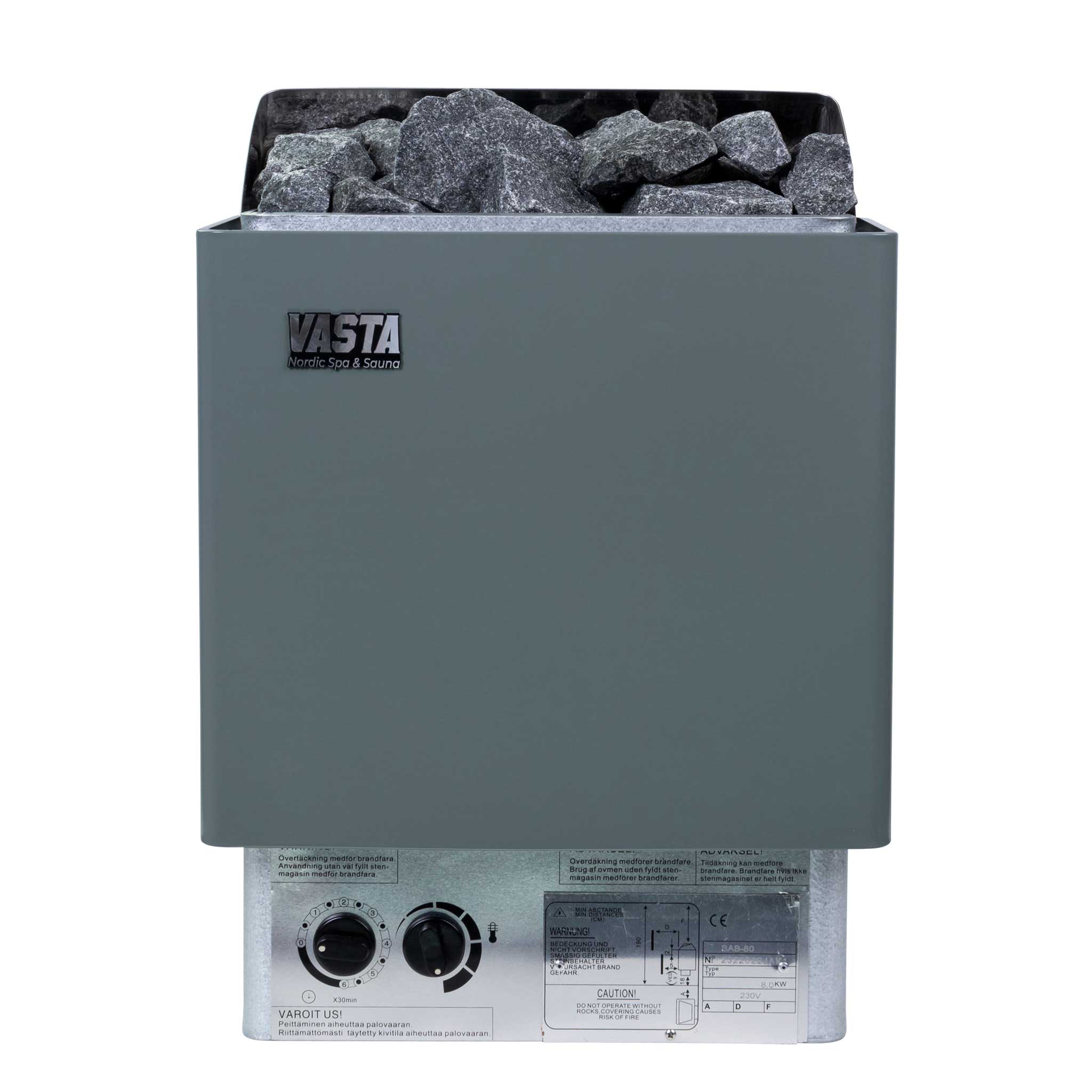 Vasta Elektrisk Badstuovn Spark 8kw, fast kontroll, 7-12m3